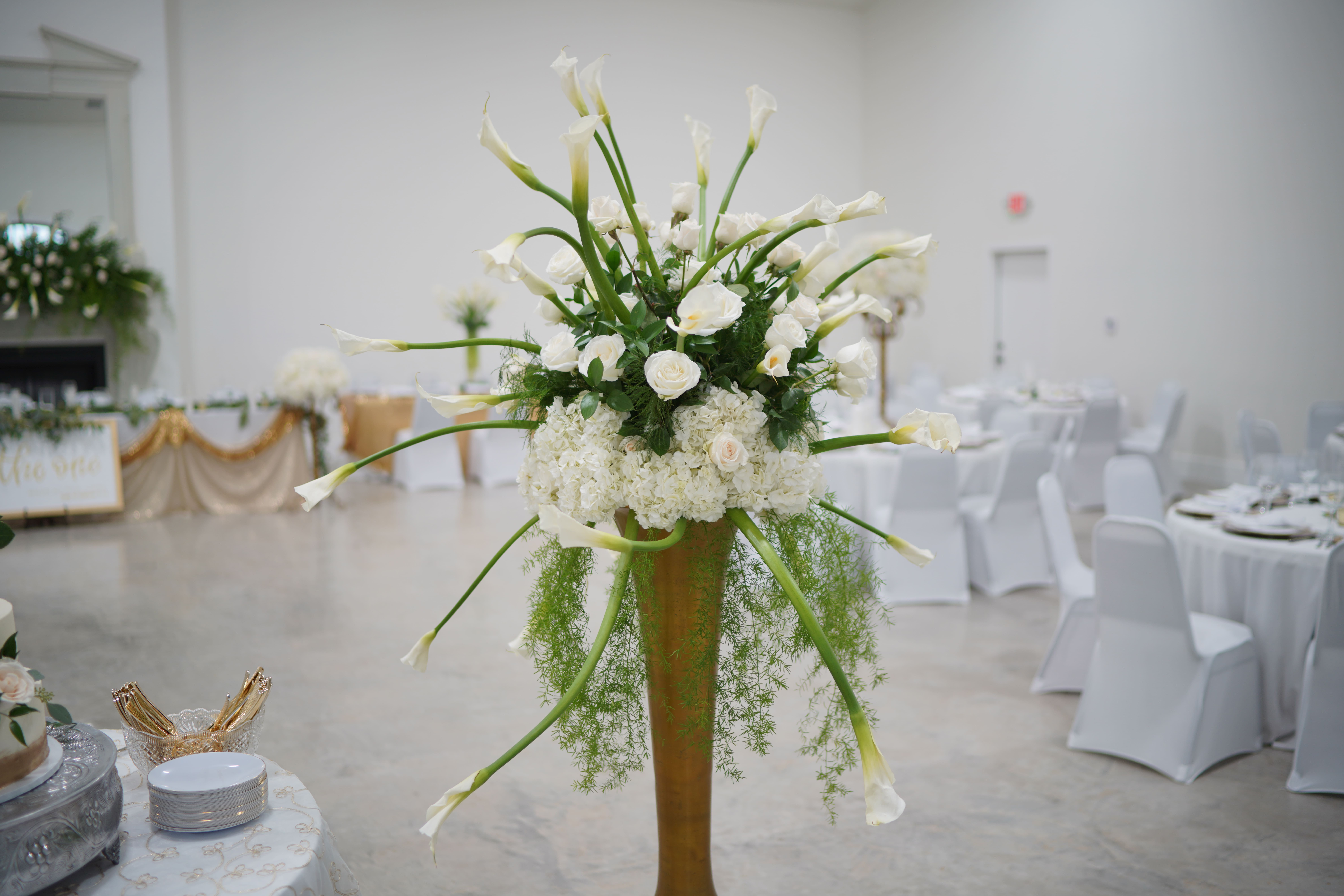tall lily wedding floral centerpiece