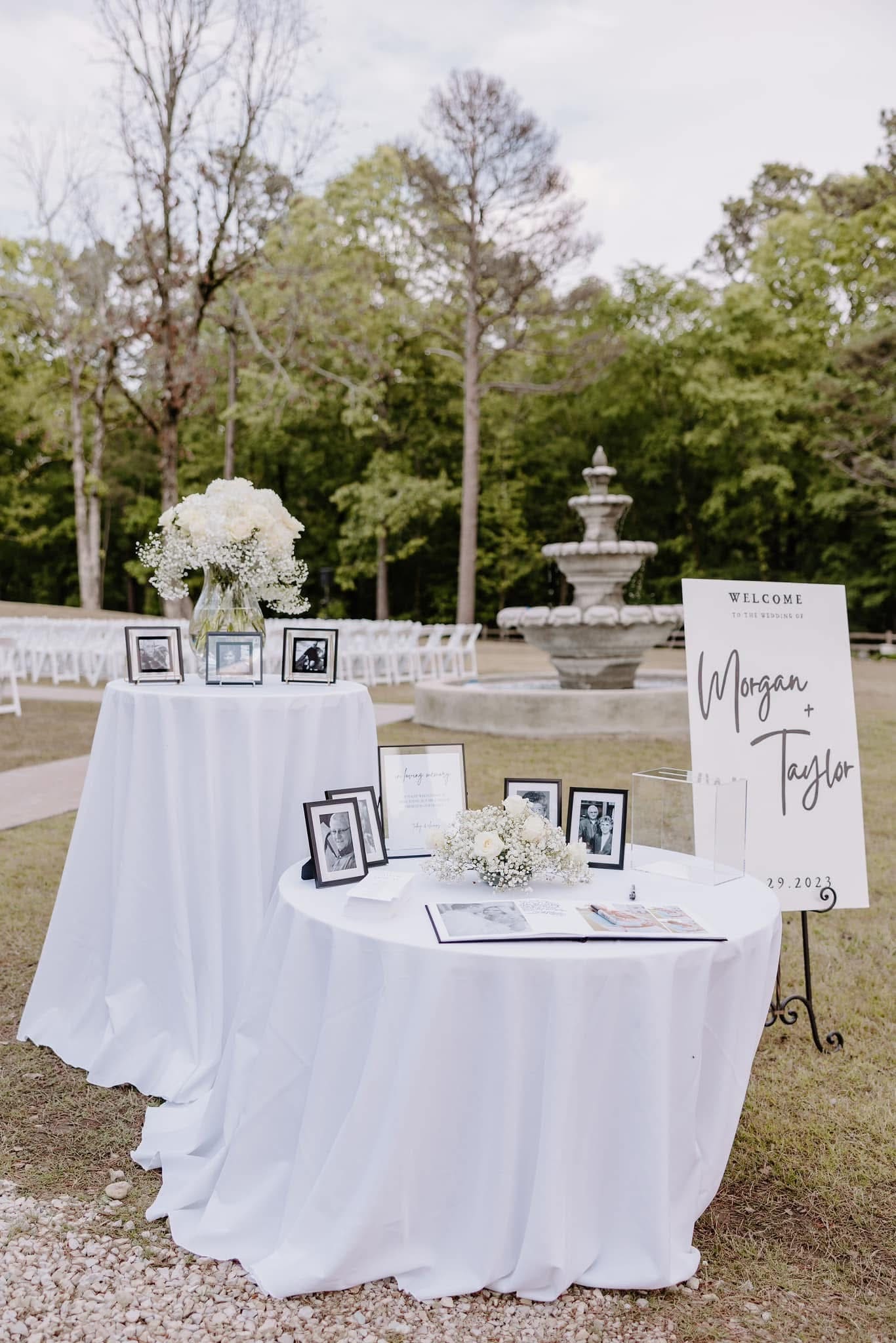 wedding ceremony guestbook table and welcome sign